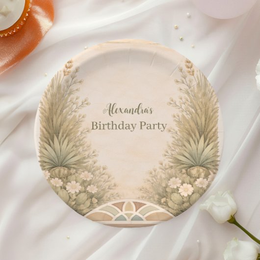 Rustic Desert Meadow Birthday Pappteller