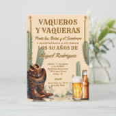 Rustic Desert Mexican Cowboy Spanish Birthday Einladung (Stehend Vorderseite)