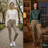 Rustic Diagonal Plaid Tweed Weave Earth Leggings