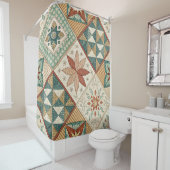 Rustic Diamond Patchwork Pattern - Geometric Duschvorhang (Beispiel)