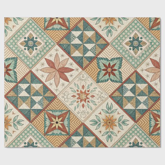 Rustic Diamond Patchwork Pattern - Geometric Geschenkpapier (Flach)