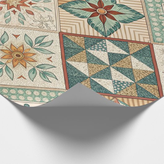 Rustic Diamond Patchwork Pattern - Geometric Geschenkpapier (Ecke)