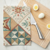 Rustic Diamond Patchwork Pattern - Geometric Geschirrtuch (Viertel Falte)