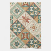 Rustic Diamond Patchwork Pattern - Geometric Geschirrtuch (Vertikal)