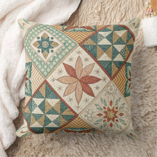 Rustic Diamond Patchwork Pattern - Geometric Kissen