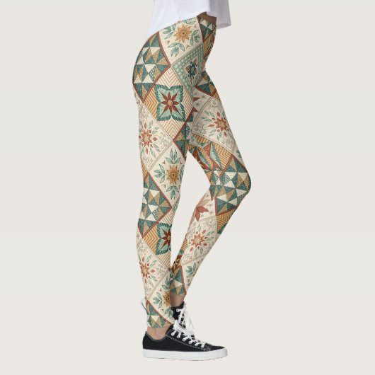 Rustic Diamond Patchwork Pattern - Geometric Leggings (Rechts)