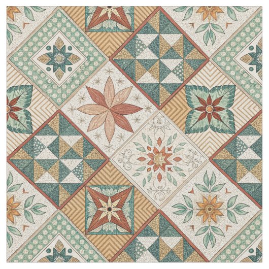 Rustic Diamond Patchwork Pattern - Geometric Stoff (Nahaufnahme)