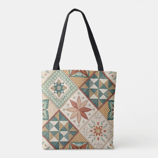 Rustic Diamond Patchwork Pattern - Geometric Tasche (Rückseite)