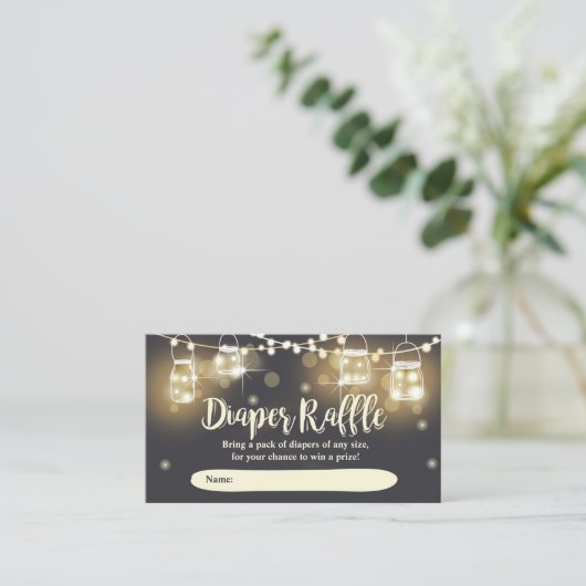 Rustic Diaper Raffle Card leuchtet Gläser Elegant Begleitkarte (Stehend Vorderseite)