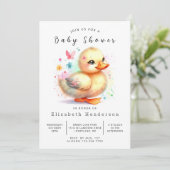 Rustic Digital Duck Baby Duck Einladung (Stehend Vorderseite)