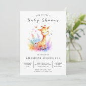 Rustic Digital Giraffe Baby Dusche Einladung (Stehend Vorderseite)