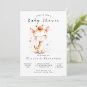 Rustic Digital Giraffe Baby Dusche Einladung (Stehend Vorderseite)