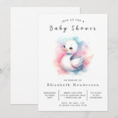 Rustic Digital Swan Baby Dusche Einladung (Vorne/Hinten)