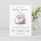 Rustic Digital Swan Baby Dusche Einladung (Stehend Vorderseite)