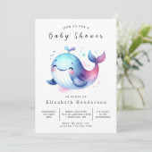 Rustic Digital Whale Baby Dusche Einladung (Stehend Vorderseite)