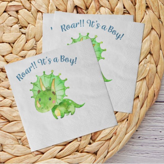 Rustic Dinosaur Baby Shower Boy Napkin Serviette