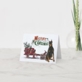 Rustic Doberman Christmas Feiertagskarte (Vorderseite)