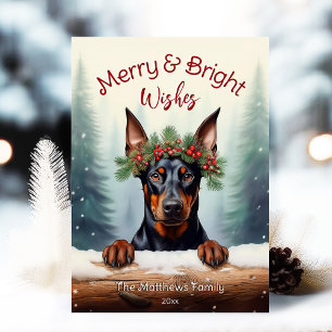 Rustic Doberman Pinscher Christmas Pet Portrait Feiertagskarte