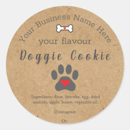 Rustic Dog Paw Custom Doggie Cookie Runder Aufkleber