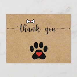 Rustic Dog Paw Custom Vielen Dank Postkarte