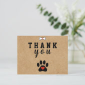 Rustic Dog Paw Custom Vielen Dank Postkarte (Stehend Vorderseite)