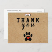 Rustic Dog Paw Custom Vielen Dank Postkarte (Vorne/Hinten)