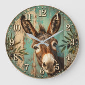 Rustic Donkey Große Wanduhr (Vorderseite)