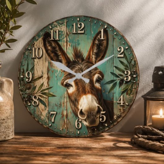 Rustic Donkey Große Wanduhr