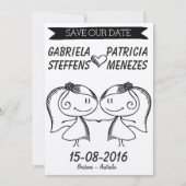 Rustic Doodle Couple Lesbian Save the Date (Vorderseite)