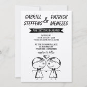 Rustic Doodle Gay Wedding Einladung (Vorderseite)