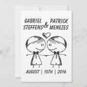 Rustic Doodle Gay Wedding Einladung (Vorderseite)