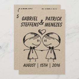 Rustic Doodle Gay Wedding Einladung