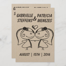 Rustic Doodle Lesbian Hochzeit Einladung