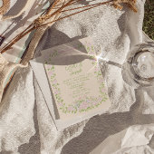 Rustic Drawn Green Pink Bow Floral Summer Wedding Einladung