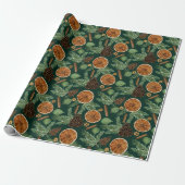 Rustic Dried Orange Pine Green Christmas Holiday Geschenkpapier (Ungerollt)