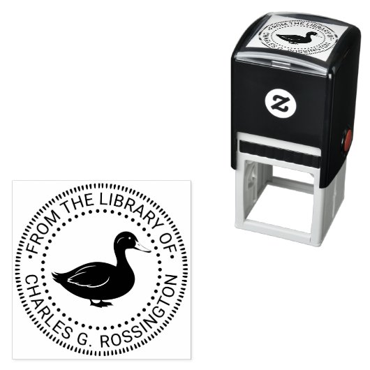 Rustic Duck Standing Library Book Name Permastempel (Beispiel)