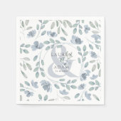 Rustic Dusty Blue Ampersand & Floral Wedding  Serviette (Vorderseite)