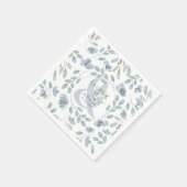 Rustic Dusty Blue Ampersand & Floral Wedding  Serviette (Ecke)