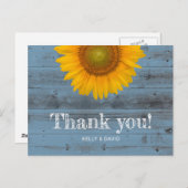 Rustic Dusty Blue Barn Wood Sunflower Vielen Dank Postkarte (Vorne/Hinten)