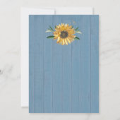 Rustic Dusty Blue Barn Wood Sunflower Wedding Einladung (Rückseite)