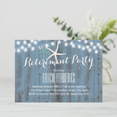 Rustic Dusty Blue Beach Starfish Party Einladung (Stehend Vorderseite)