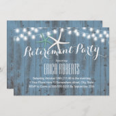 Rustic Dusty Blue Beach Starfish Party Einladung (Vorne/Hinten)