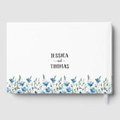 Rustic Dusty Blue Boho Chic Wildblumen Hochzeit Gästebuch (Rückseite)