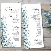 Rustic Dusty Blue Boho Chic Wildblumen Hochzeit Programm