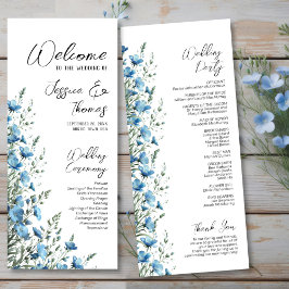 Rustic Dusty Blue Boho Chic Wildblumen Hochzeit Programm
