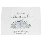 Rustic Dusty Blue Boho Floral Wedding Bridesmaid Große Geschenktüte (Vorderseite)