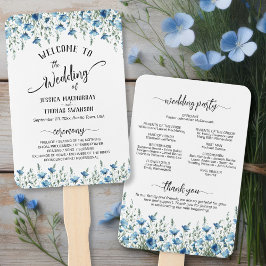 Rustic Dusty Blue Boho Wildblumen Hochzeitsprogram Fächer