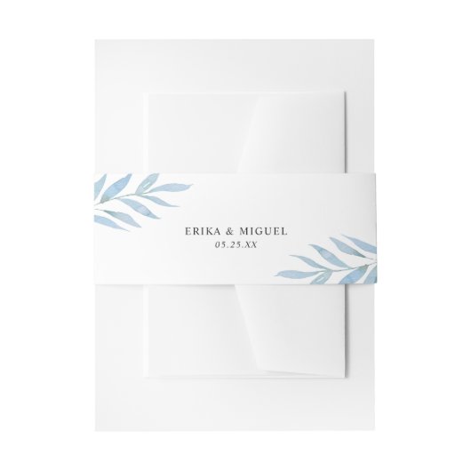 Rustic Dusty Blue Botanical Elegante Wedding Einladungsbanderole (Vorderseite Beispiel)