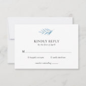 Rustic Dusty Blue Botanical Elegante Wedding RSVP Karte (Vorderseite)