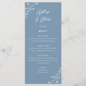 Rustic Dusty Blue Botanical Wedding Menu Card Programm (Vorderseite)